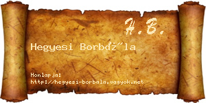 Hegyesi Borbála névjegykártya